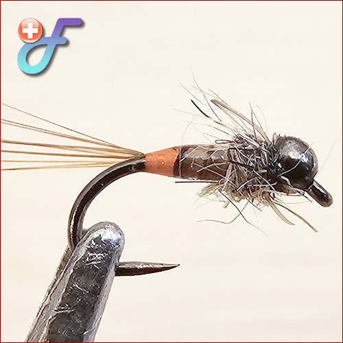 Fischereggä • Micro Nymphe, Grau, Orange Tip
