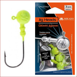 Mikado • Glowing Jig Heads, Gelb, 3 stk.