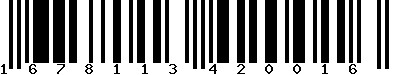 EAN-13 : 1678113420016 EAN-13 : 1678113420016