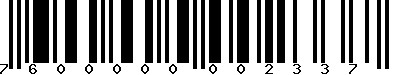EAN-13 : 7600000002337 EAN-13 : 7600000002337